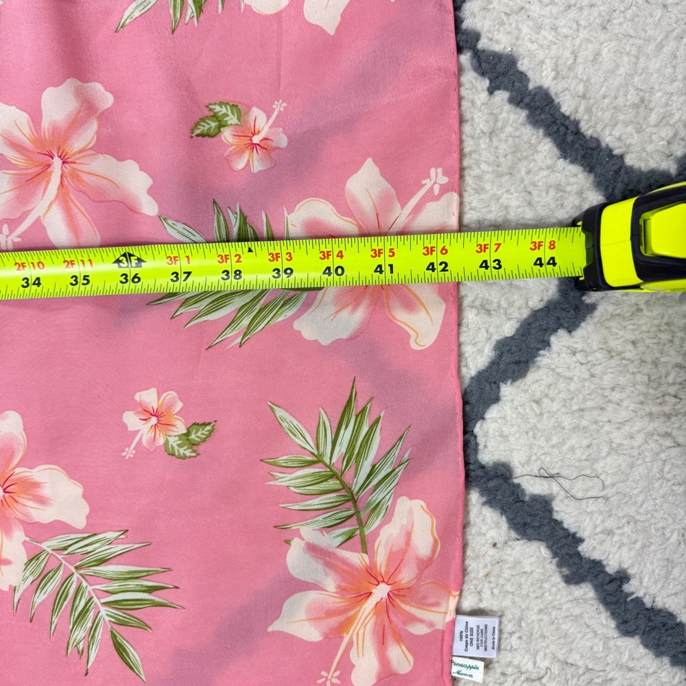 Pineapple Moon Womens OS Tropical Crepe Scarf Wrap Pink Hibiscus Hand Roll - Picture 7 of 13